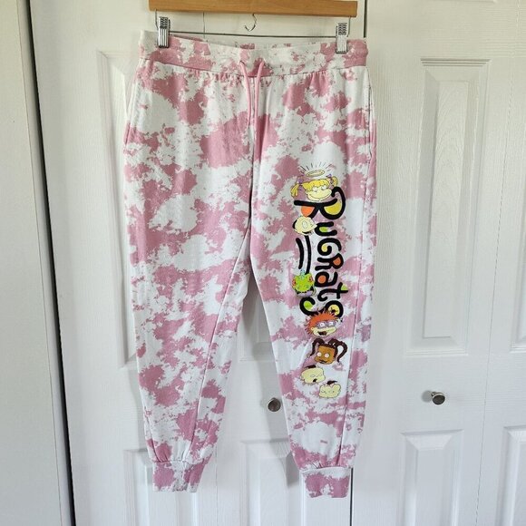 4/$25 Nickelodeon Rugrats Pink/White Paint Splatter Jogger Pants - Picture 1 of 8